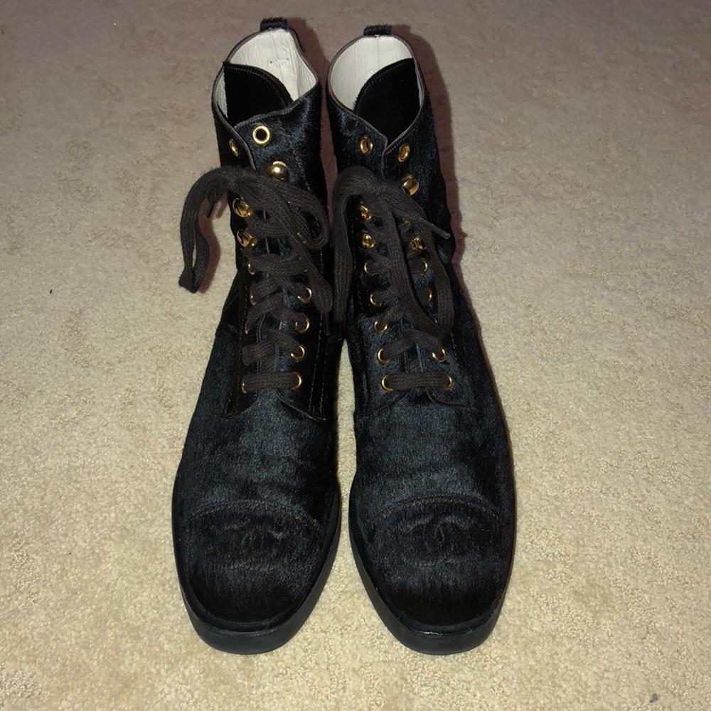 COPY - Dark brown pony skin combat boot